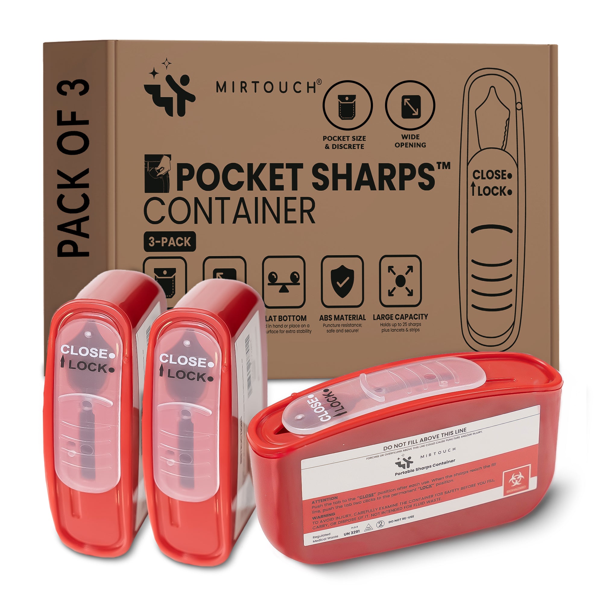 Pocket Sharps Container for Pen Needles 3 Pack