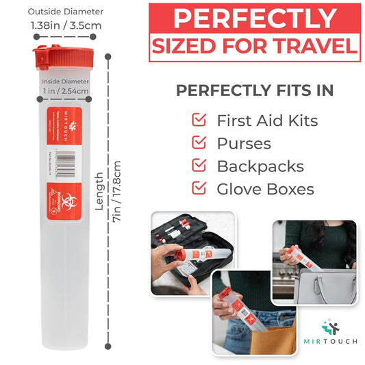 Travel Sharps™ - Single-Use Portable Small Sharps Container for Auto-Injectors, Syringes & Needles - 6pk