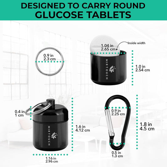 GlucoPod™ - Portable KeyChain Mini Glucose Tablet Container for Pocket Purse Travel Bags - 2pk