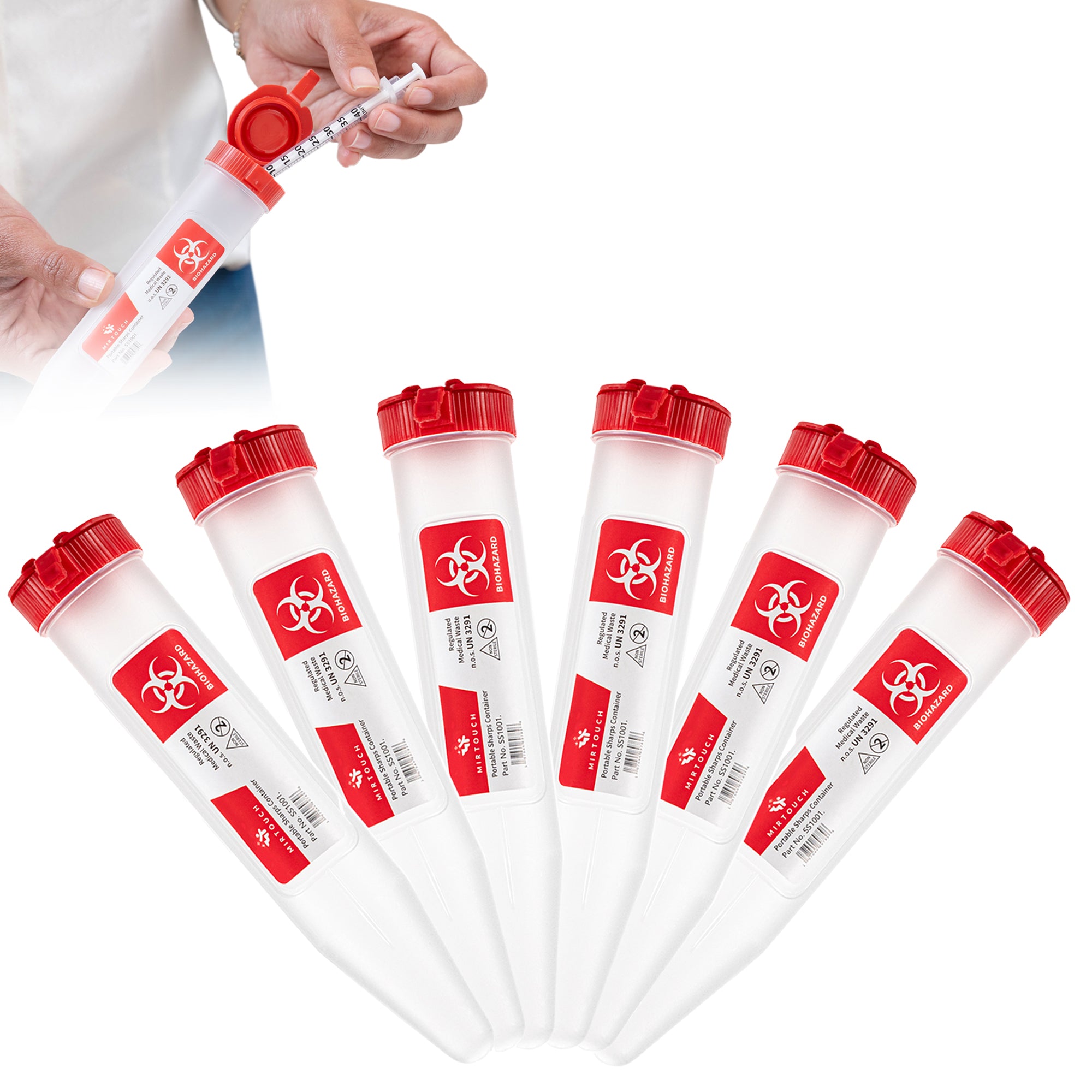 Sharps Shuttle™ - Single-Use Portable Small Sharps Container for Syrin